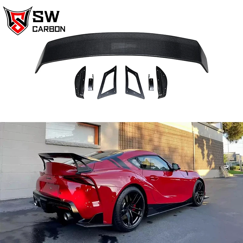 3K Twill Carbon Fiber Vol Style Rear Spoiler Rear Trunk Wing Rear Splitter Body Kit for Toyota Supra GR MK5 A91 A90  2019+