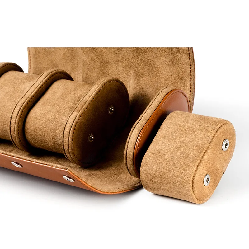 Small MOQ Custom Logo Printed Portable Cylinder PU Leather Watch Cases, Watch Box