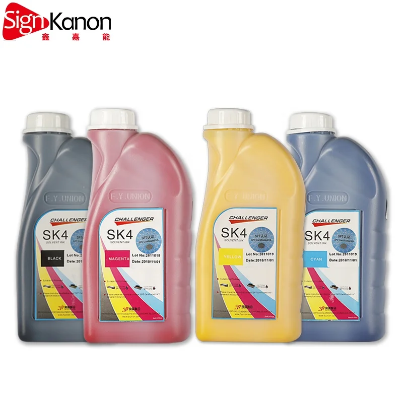 1L bottle cmyk digital color challenger sk4 35pl solvent based ink for spt510 1020