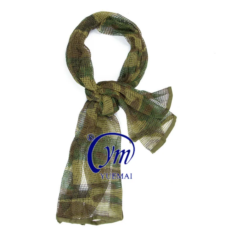 Olive Green Plain Military Scarf Polyester Face Veil Hijabs Military Scarf