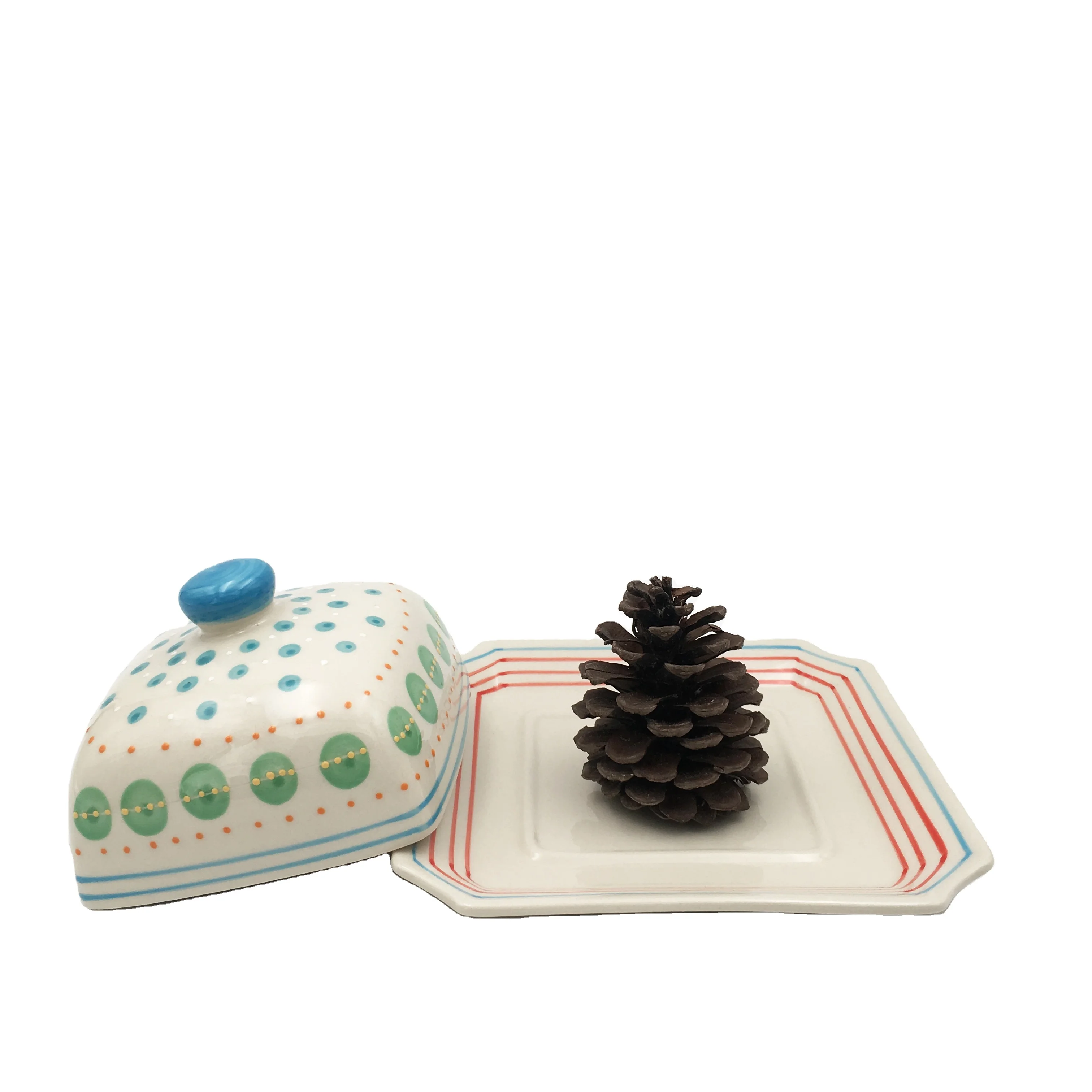 Factory direct sales custom ceramic butter dish with lid custom butter box