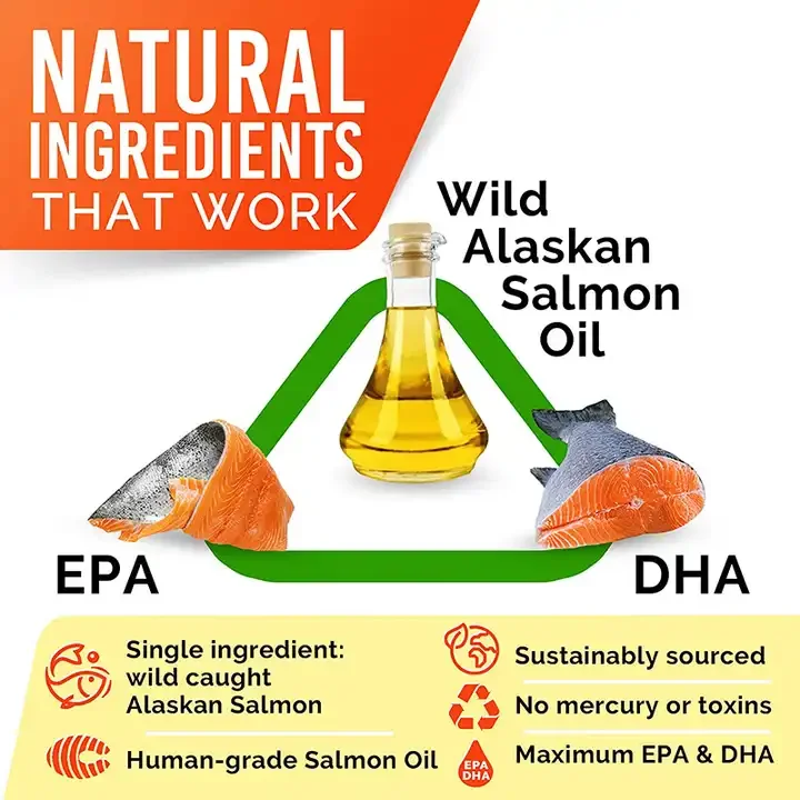 OEM Pure Wild Alaskan Salmon Oil for Dogs Cats Omega 3 Pure Wild Alaskan Salmon Fish Oil Pet for Skin Health