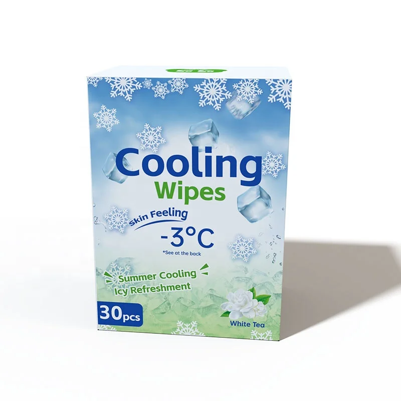 Facial Cleansing Water Wipes Refreshing Non Alcoholic Ice Cool Pads Body Wet Cooling Wipes With Private Label