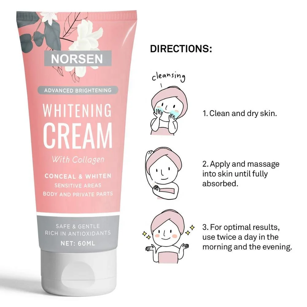 Organic Underarm Whitening Cream Hot Selling Private Label Natural Body Adults PE Tube Female Hydrolyzed Collagen 3 Years 60ml