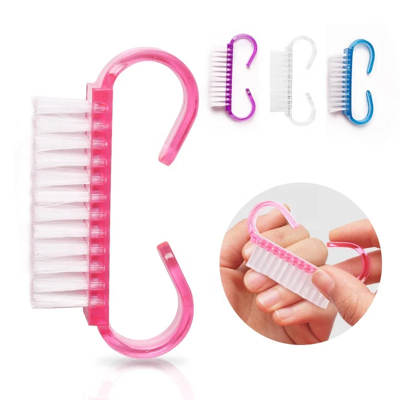 Hot Selling Small Ox Horn Shape Colorful Cleaning Nail Brush for Nail Art Care Manicure Makeup Tools