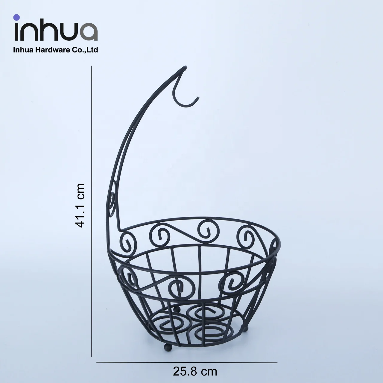 wholesale J-hook fruit rack drain storage shelf  fruit Black wrought iron fruit rack