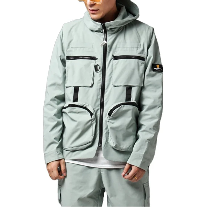 Wholesale Custom Blank 100% Polyester Multi Pockets Windproof Hooded Work Tactical Jackets Men