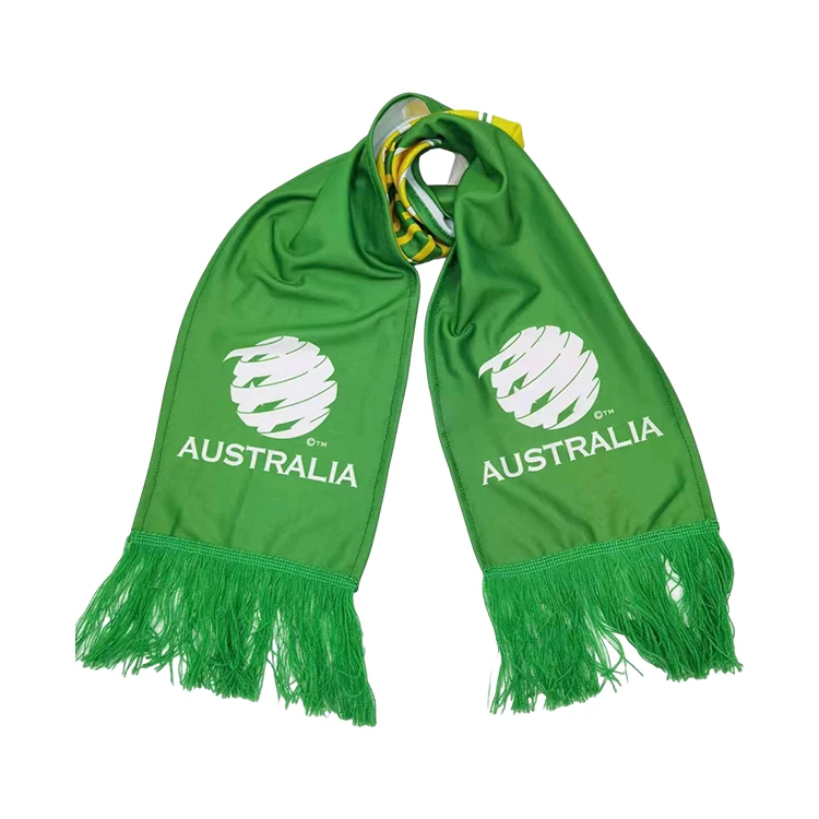 Custom Printed Logo Jacquard Knitted Football Scarf for Sports Club Fans in Winter Square Shape Soccer Scarf for Football Fans