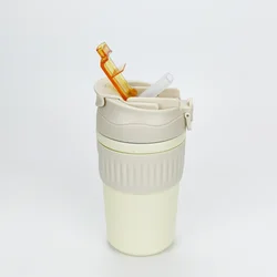 Korean Japanese Style 8/18 Stainless Steel Insulated Coffee Cup Leakproof 350ml/500ml Coffee Tumbler Mug with Straw & Rubber