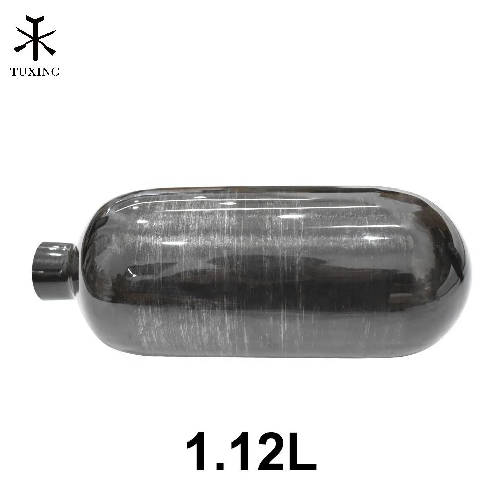 TUXING Wholesale Price ODM 1.12L 4500Psi 300Bar PCP Small Hunting Shooting Air High Pressure Aluminum Carbon Fiber Gas Cylinder