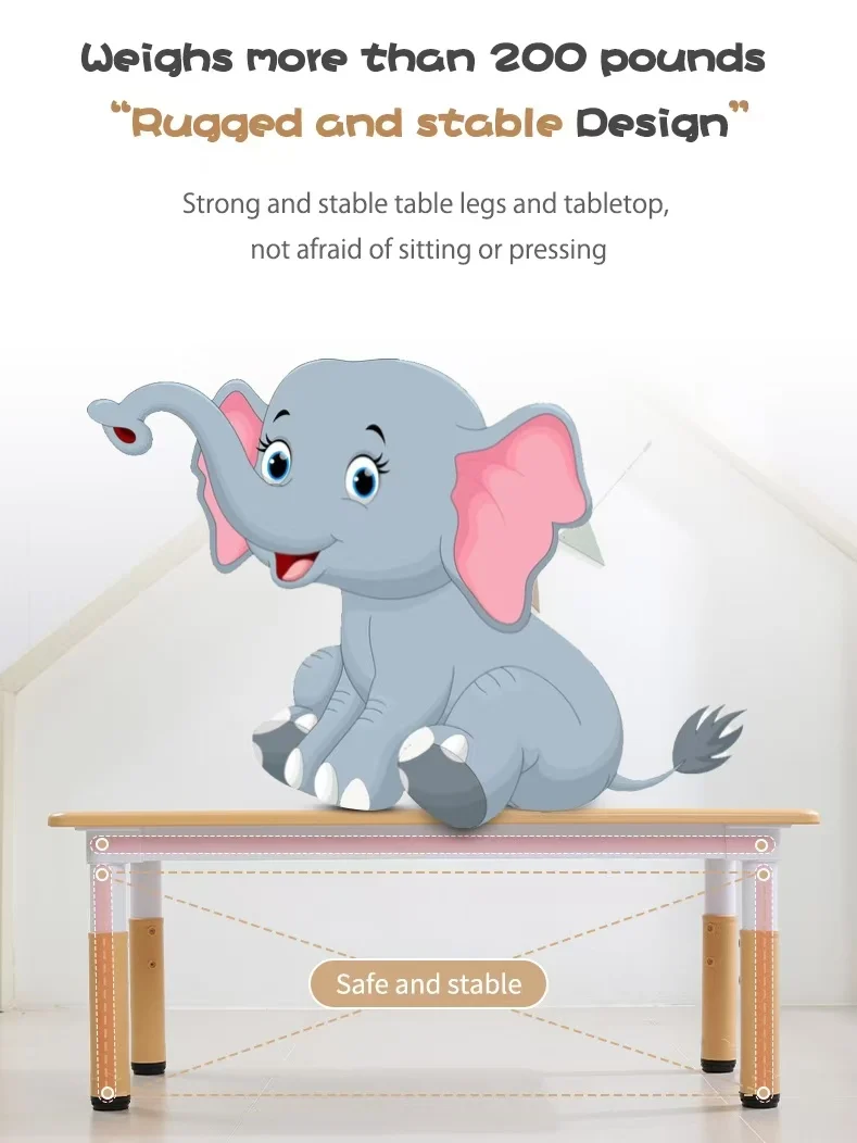 Modern anti-slip plastic learning table and chair set kindergarten height-adjustable solid wood desk and chair for kids
