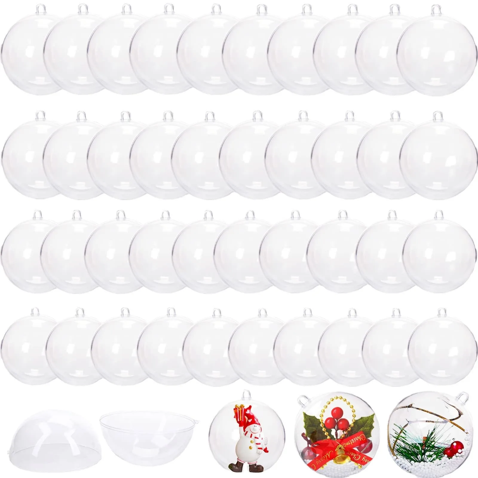 4,5,6,7,8,9,10,12,14,16 20CM Cheap Good Price Round Clear Openable Hollow Transparent PS Acrylic Plastic Christmas Ball
