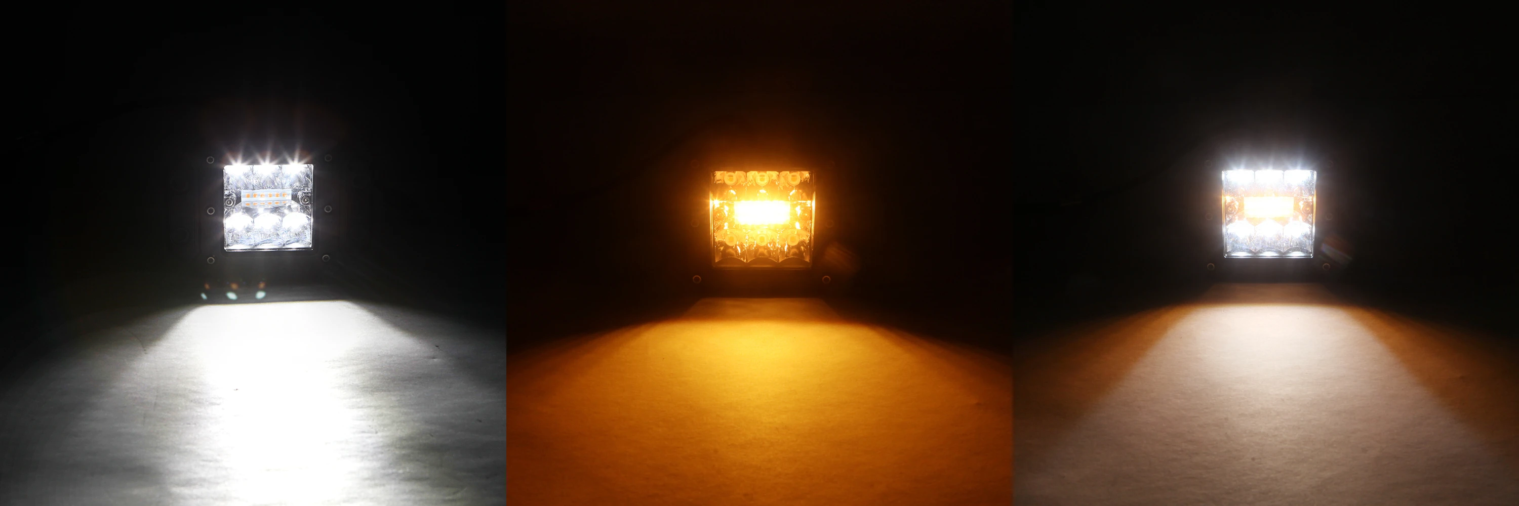 12v 3inch dual color smd led work light pod amber white flash strobe led cube driving light