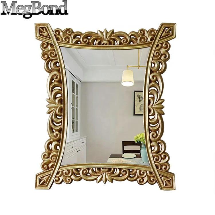 Resin vintage gold framed mirror in the bath