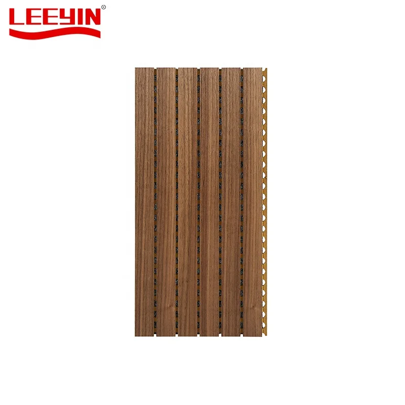 Eco-friendly Decorative DIY Sound Absorbing Panels E1 Board for Wall Ceiling Grooved Wooden Acoustic Panel