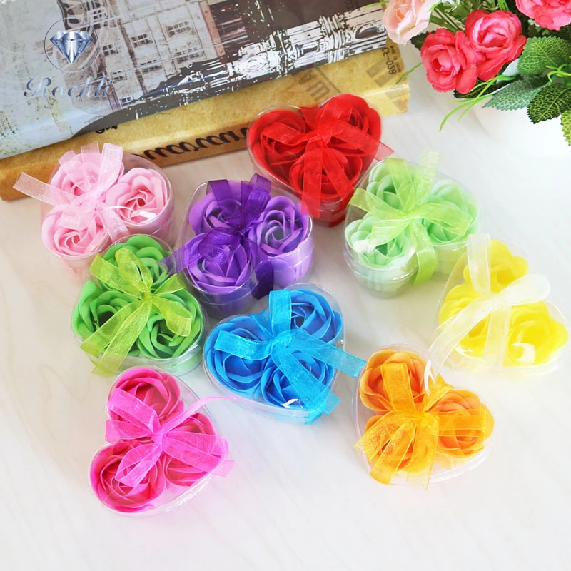 Романтическое искусственное украшение Мыло в форме розы сердца подарочная коробка оптом 3 свадебная китайская Новогодняя Подарочная День Матери