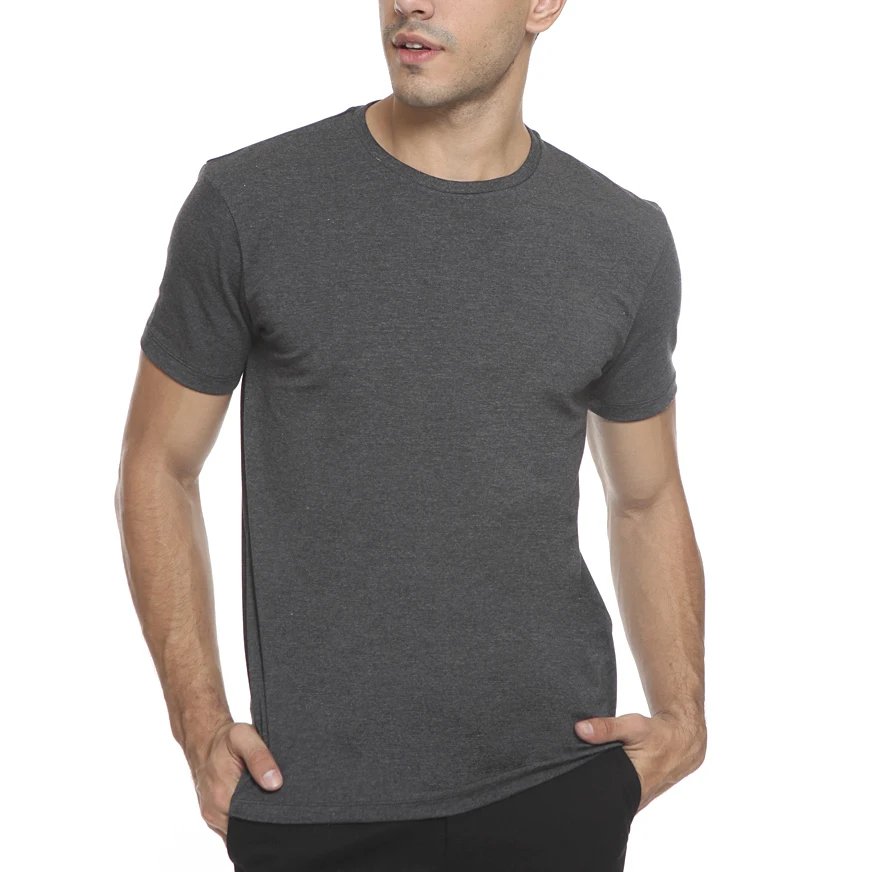 mens dark grey basic plain cotton tee shirt