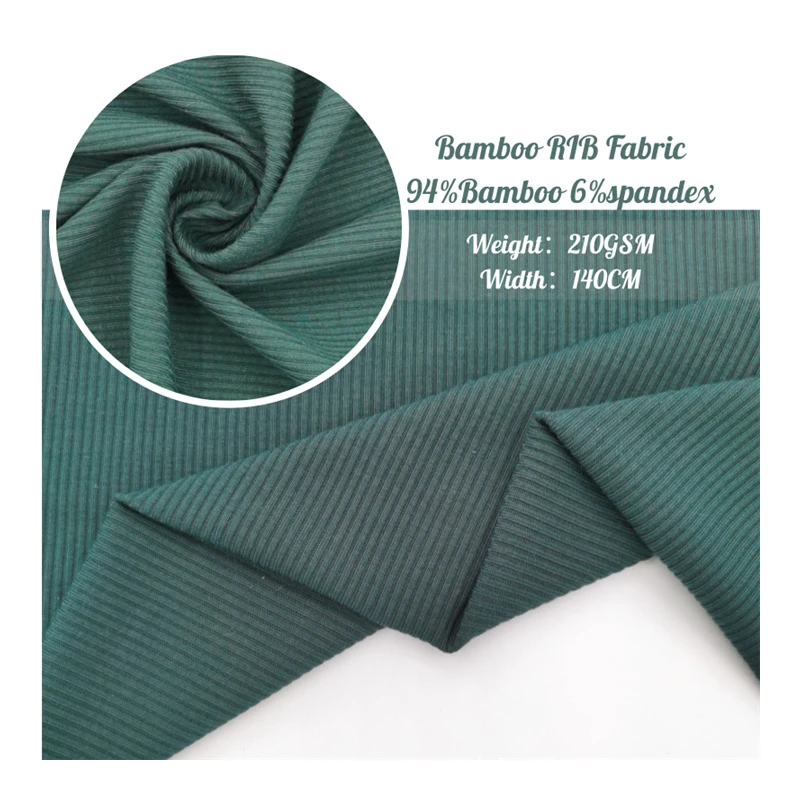 Good price 210gsm bamboo fabric knitted 2*2 rib jersey for