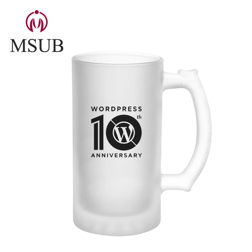 
Hot selling frosted 16OZ sublimation glass beer mug sublimation blank wine glass 