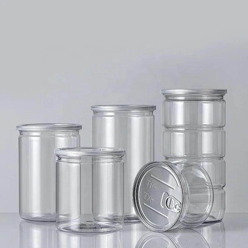 large capacity pet plastic easy open can for food packaging with 100mm #401 aluminum easy open or peel off end