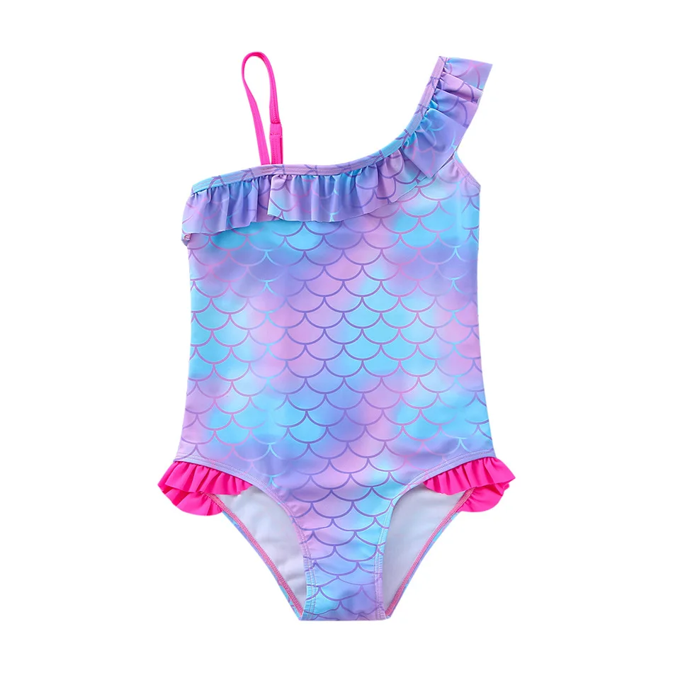 SongYi Girls Swim Wears New Fashionable One-Piece Fish Scales Printed Kids Swimsuit
