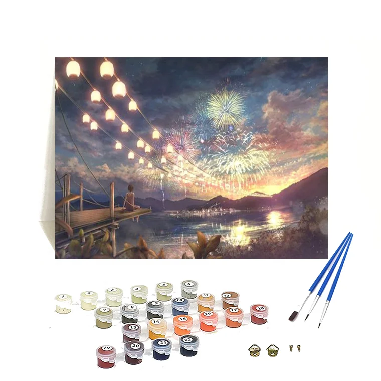wholesale new DIY digital painting by numbers scenery landscape modern oil paint by numbers for adults