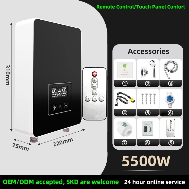5.5KW High Quality Wall-Mounted Tankless Variable Frequency Constant Temperature Instant Water Heater Electric Water Heater