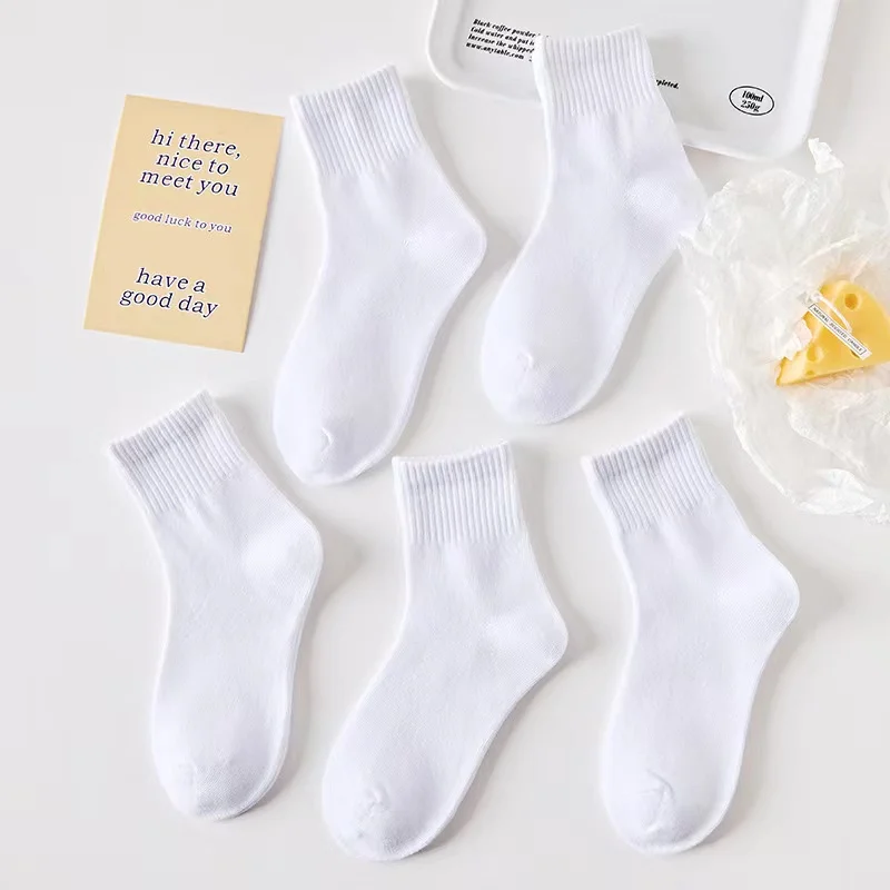 2023 New High Quality Children Pure Cotton Students School Socks Sports White Kids Socks