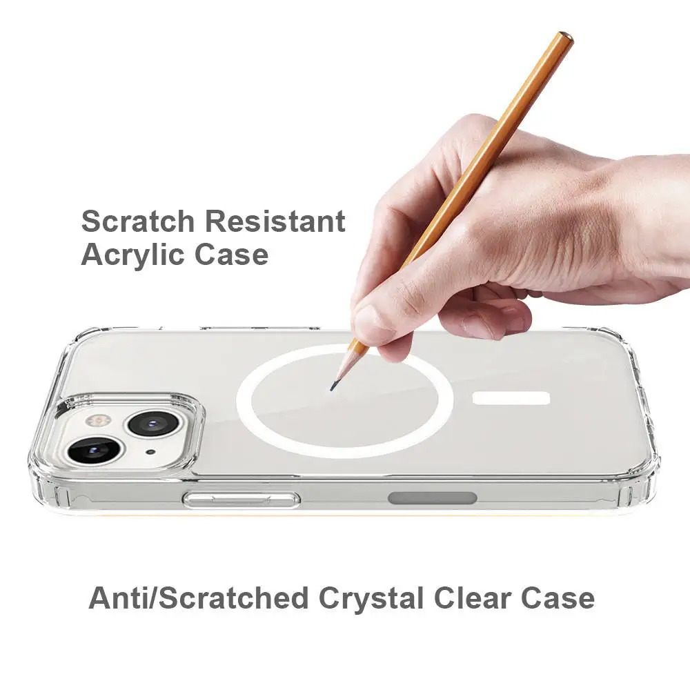 Factory Price Magnetic Mobile Phone Bags Cases Acrylic+TPU Phone Case Shockproof for iPhone 13 14 15 Pro Max