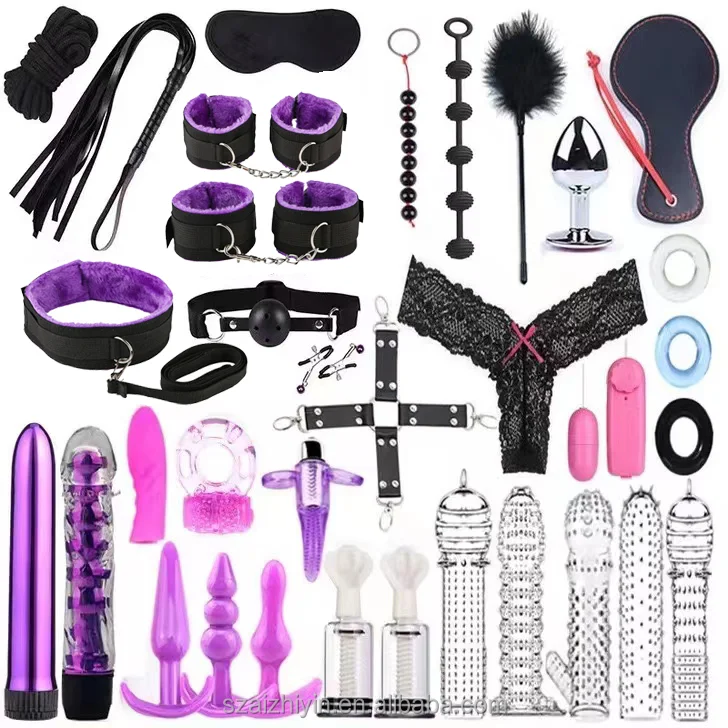 Unique features 34 Pcs Bondage BDSM Kit Sex Toy Set bondage kit testicle clamps bondage set