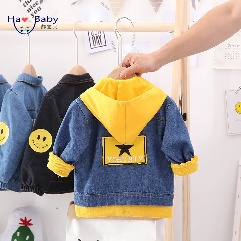 Hao Baby Autumn Spring Jeans New Hooded Western Style Shirt Boy Handsome Jacket For Boys