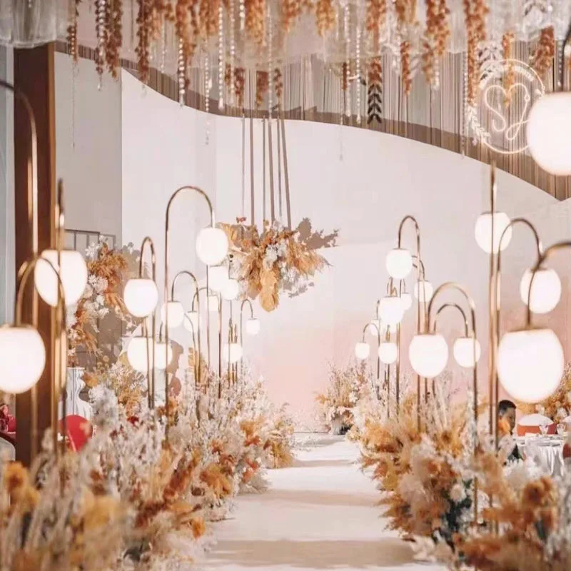 New wedding walkway props three head crystal road leading light stand with string lights runway for party event venue decoration