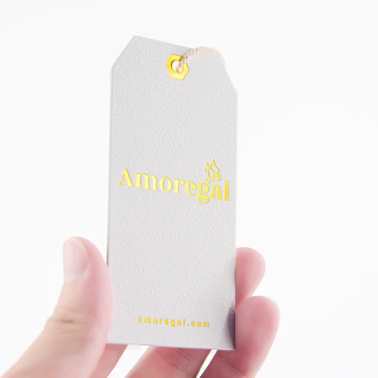 Customized high quality printed custom product embossed swing luxury clothing hang tag printing