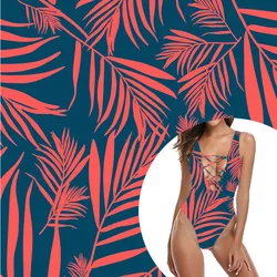 red plants supplex bikini beachwear knit 86 polyester 14 elastane spandex digital printing fabric