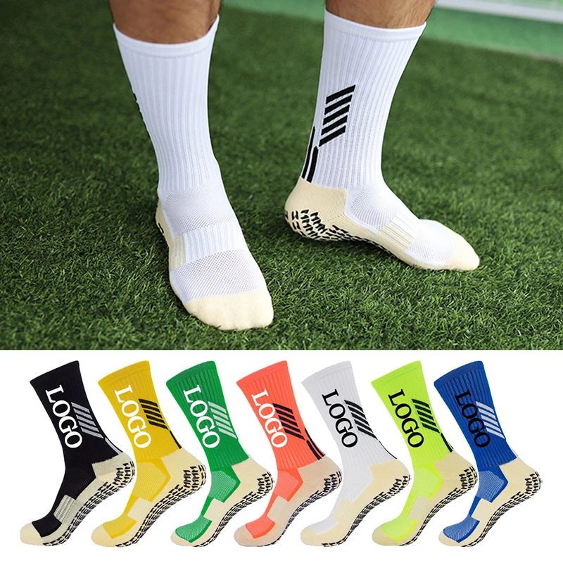 OEM Manufacture non slip grip socks soccer cheap custom design anti slip soccer grip socks with logo
