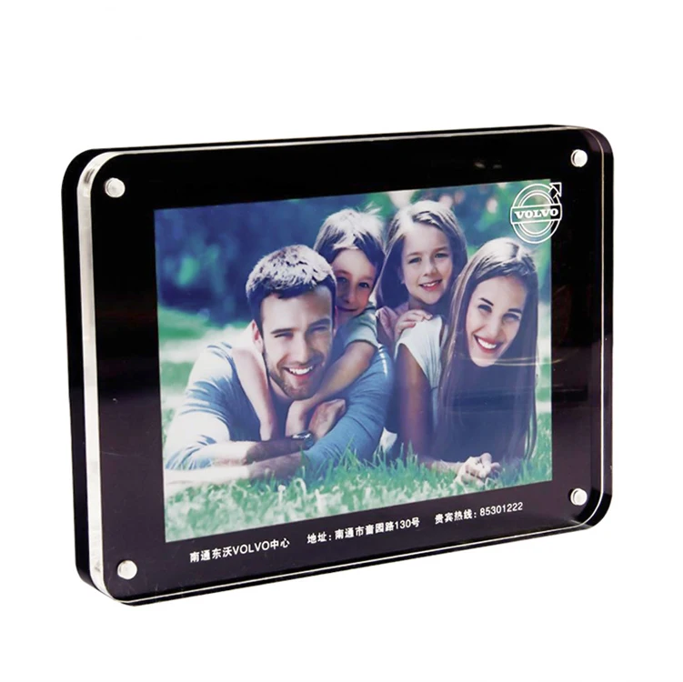 Оптовая продажа, размер под заказ, настольная квадратная прозрачная акриловая магнитная рамка, держатель для фотографий, фоторамка