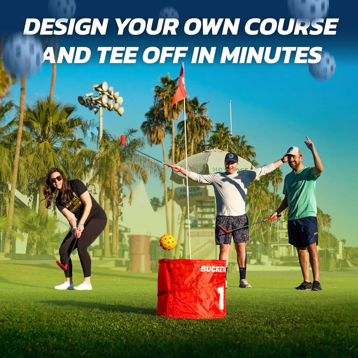 Portable 3 Hole Golf Course Play Bucket Golf Game for Family Outdoor Lawn Yard Park The Ultimate Backyard Golf Game Set