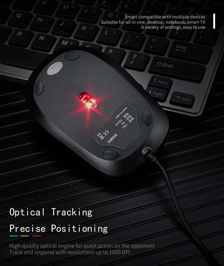 Manufacturer Price led Mouse Silent Ergonomic Wired Mouse for Laptop/PC