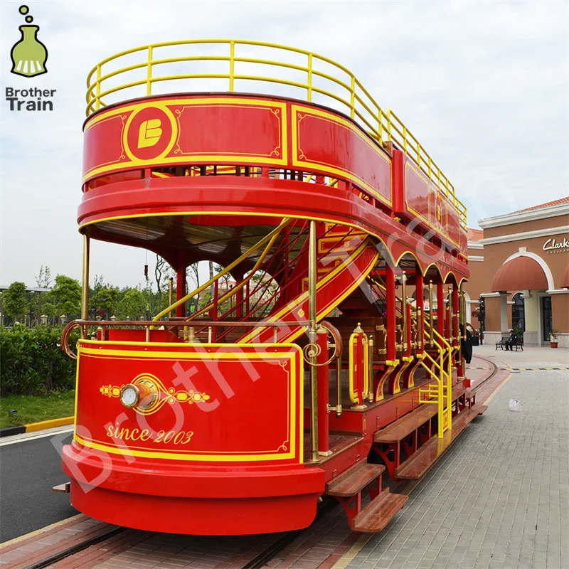 Rail Double Decker Tramways Electric Trolley Double Decker Tram Tourist Train Amusement Park Train Take More Passengers For Tour