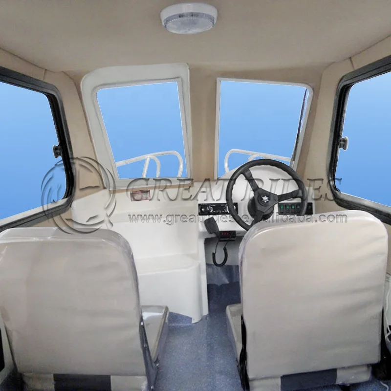 Best Selling Freshwater 6 Passengers Fiberglass Fishing Boats With Cabin Long Life Durable Yacht Without Outboard Motor