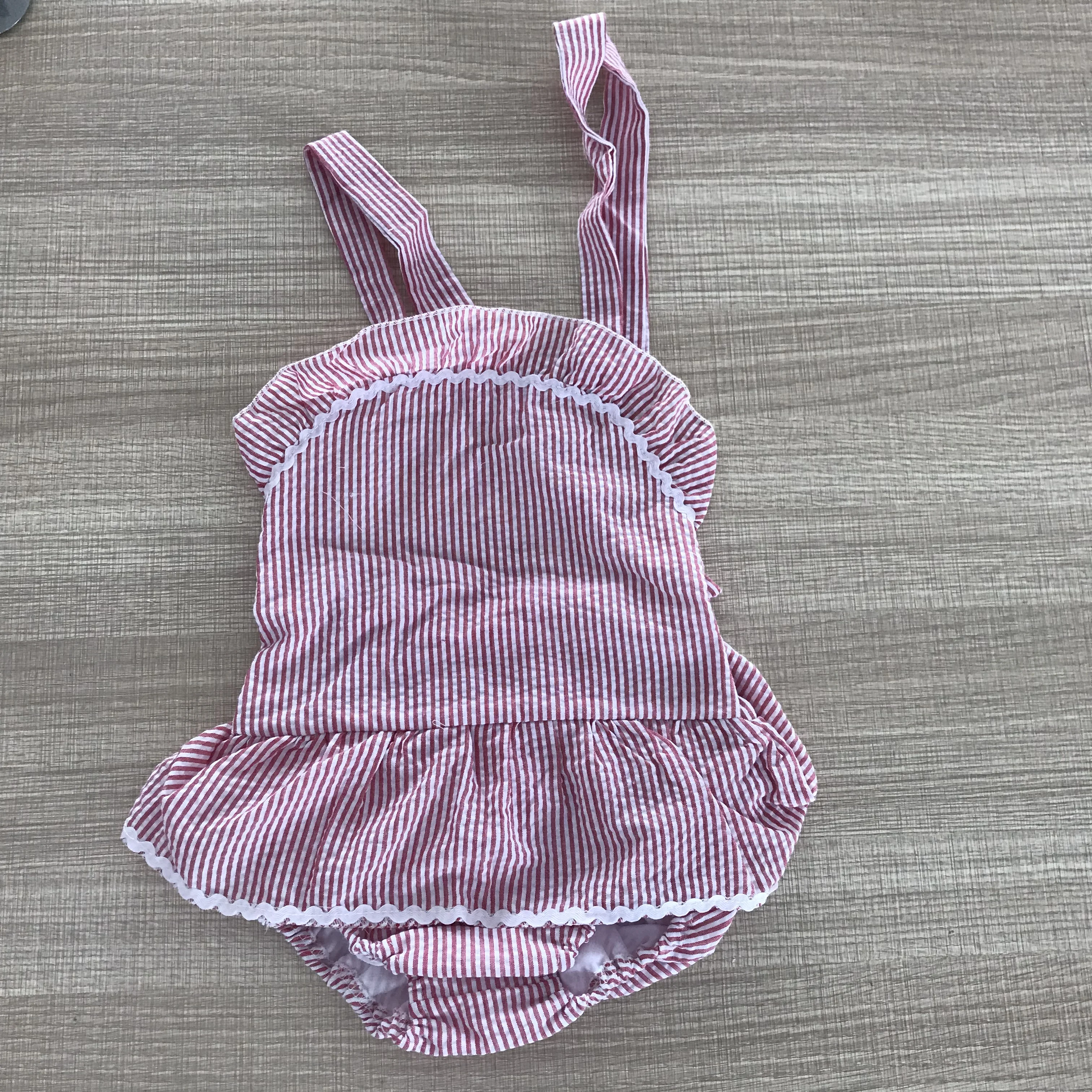 Baby girls boy trendy beach beautiful seersucker button plaid ruffled separate swimsuit