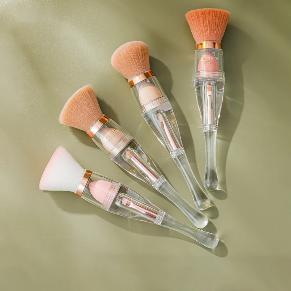 Private Label Acrylic 3 in 1 Makeup Brushes Multi-Functional Travel Professional Cosmetic Brushes Set Makeup Brushes