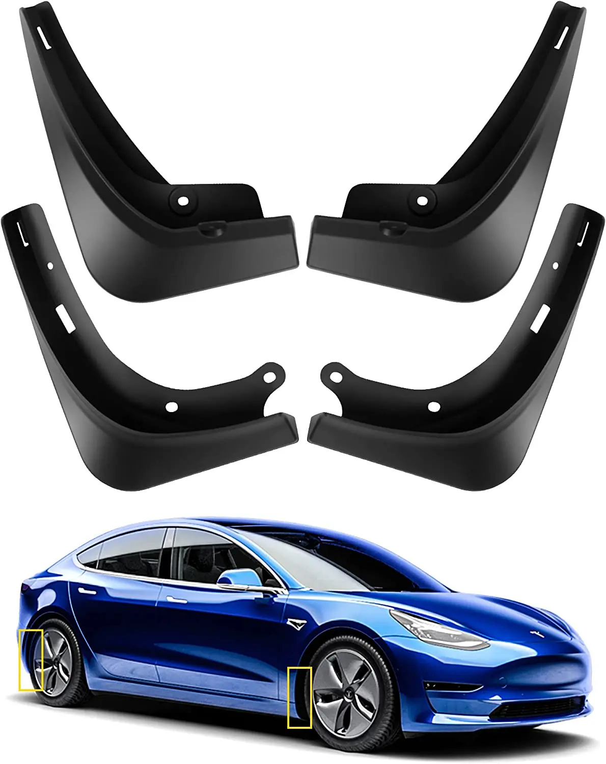 No Need to Drill Holes Front Rear Fender Guard Mud Flaps Splash Guard Fender Upgraded Mudguard for Tesla Model 3