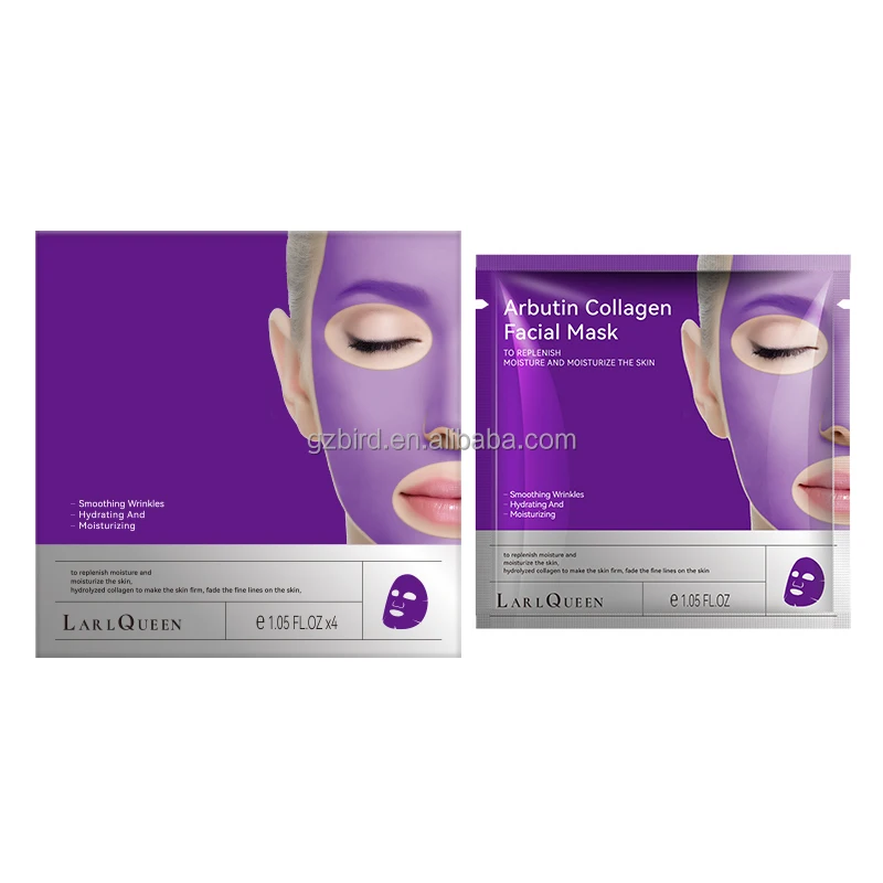 OEM Customized Natural Plant Extract Arbutin Facial Mask Filled with Collagen Wrinkle Removing and Moisturizing