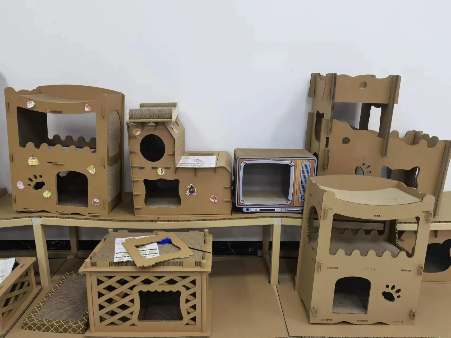 DIY designer custom corrugated paper 5 layers cardboard cat house creative cat house pet cat litter box