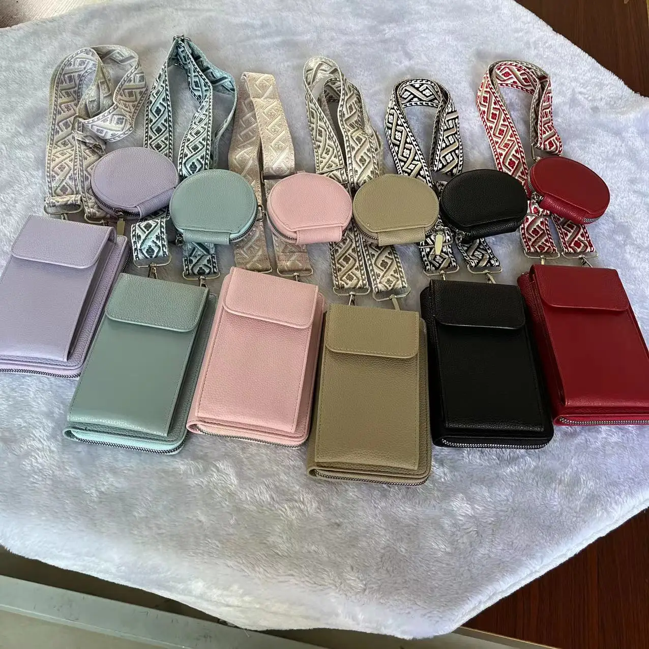 2024 Trend Phone Bag Custom Detachable 2PCS Dual Pouch Wristlet Coin Purse Women Phone Purse Shoulder Bag