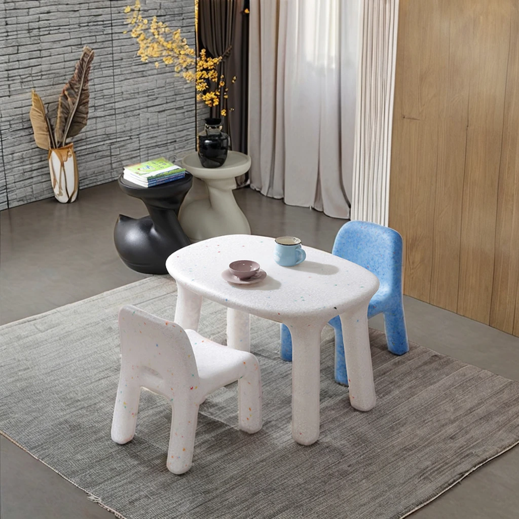 HANYEE Modern Plastic Multifunction Dining Table Chair Set Kids Study Hotels Featuring Graffiti Puzzle Lego Desktop Art Drawing