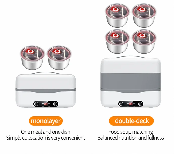 110V/220V Office Portable Electric Lunch Box 360 Degree Circulation Heating Food Warmer Large Capacity Electric Lunch Box Rice C