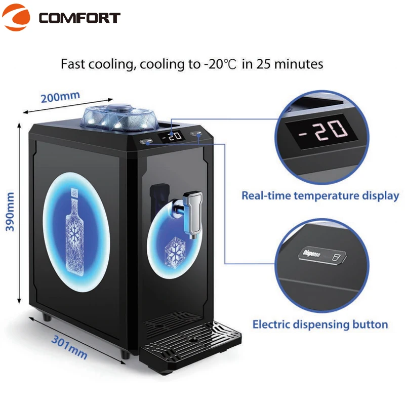 Event New design customized led logo mini portable whisky vodka shot wine chiller single bottle liquor beverage cooling machine