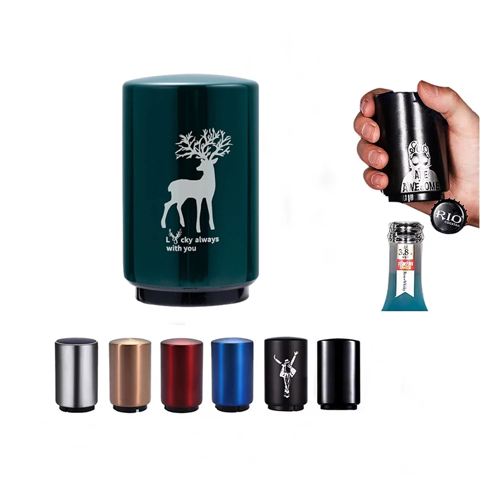 Pop-the-Top Beer Bottle Opener Stainless Steel Automatic Push Down Small Portable Bottle Cap Openers Automatic Bottle Opener